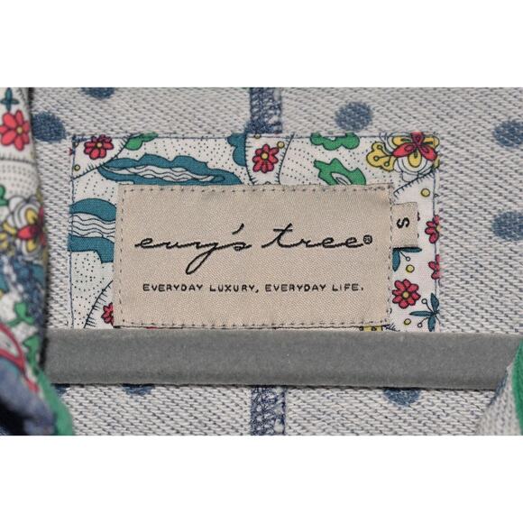 EVY'S TREE $79 Long Sleeve Zip Front Rosie Patchwork Hoodie Sky Blue Small - Picture 3 of 3